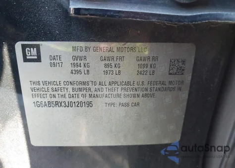 2018 Cadillac Ats Luxury z USA, uszkodzony, nr VIN 1G6AB5RX3J0120195